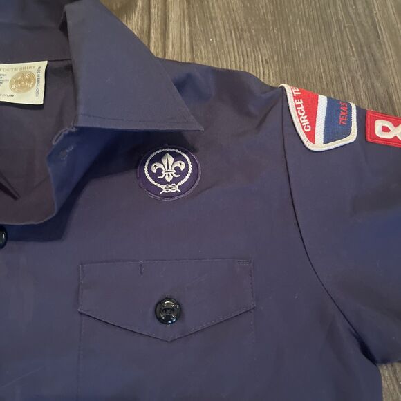 Boy Scouts America Scout Uniform Boys Youth Shirt Button Front Blue Size Medium - Picture 5 of 8